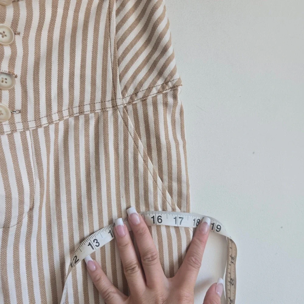 Free People 6 Striped Trousers Women Tan Excellent High Rise Button Fly Skinny